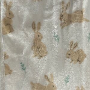 Spritz Fleece Throw Blanket Bunny Print Easter Decor Cream Brown L, 62" X W, 46"
